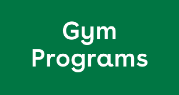 green tile with text overlay. "Gym programs"