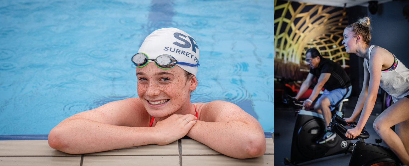 Teen fitness banner - images of young people exercising at Aqualin k